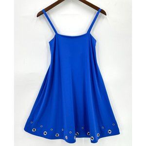 Susana Monaco Swing Dress Womens Sleeveless A-Line With Metal Holes Blue XS